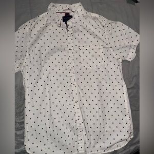 Denim & Flower White Shirt with Dark Blue Star Pattern